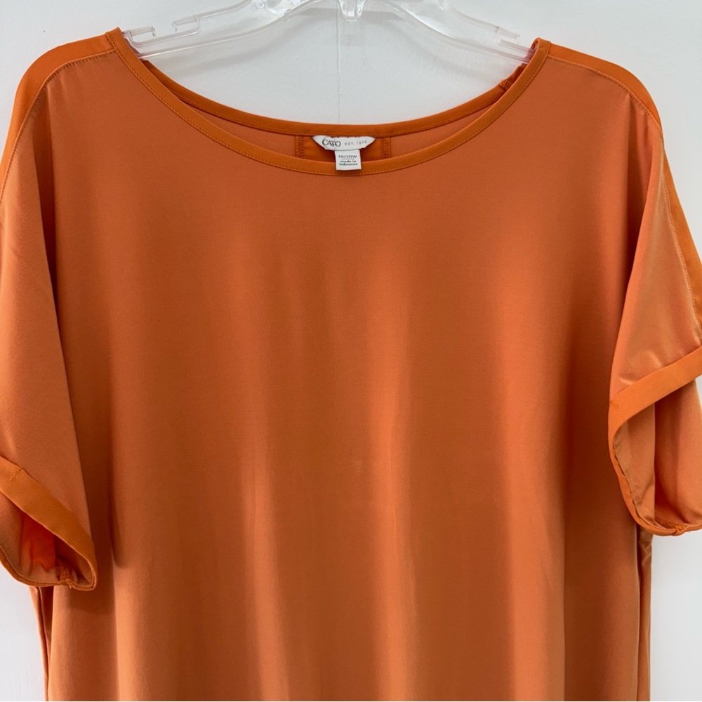 Cato Chiffon Back Dolman Top Blouse Plus 18 20 Tangerine Short Sleeve EUC